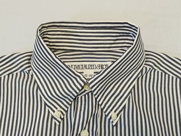 【美品】INDIVIDUALIZED SHIRTS ストライプシャツ 15-32 インディビジュアライズドシャツ インディヴィ