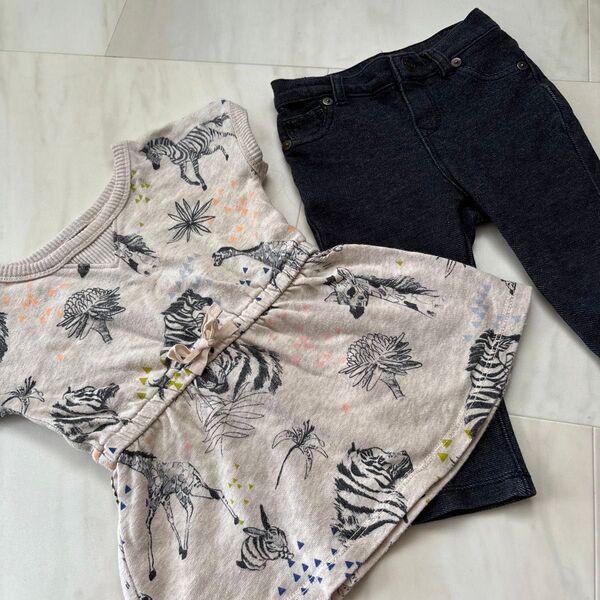 ベビー服2点セット トップス デニムパンツ 80サイズ