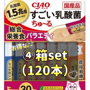 チャオ ちゅーる 猫用 すごい乳酸菌 総合栄養食バラエティ④箱set(120本)