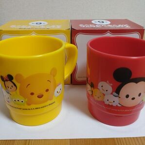【Disney × KIRIN】《非売品》ディズニー ツムツム スタッキング コップ 2種 + オマケ(ボール状 缶ケース)