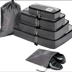 トラベルポーチ 6点 旅行 ポーチ 収納 防水 片付け グレー スポーツ