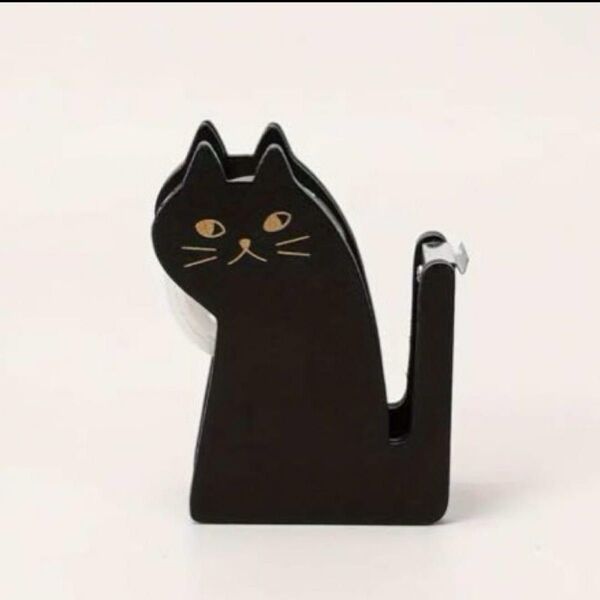 テープカッター 文房具 セロテープ 猫 北欧 木製 ブラック