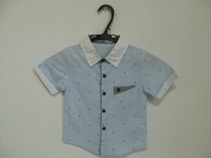 (34830) Kids cotton shirt short sleeves marine light blue 7 USED