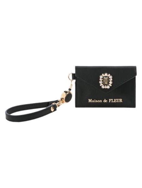 Maison de FLEUR リール付きビジューカードポケットパスケース
