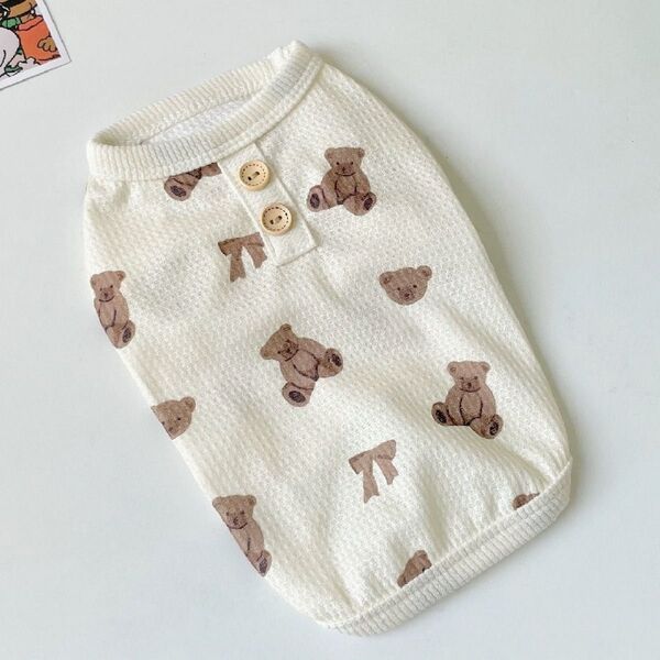 【新品】可愛い/ベアトップス 犬服 ドッグウェア テディベア S M くま 犬用品 ペット用 小型犬