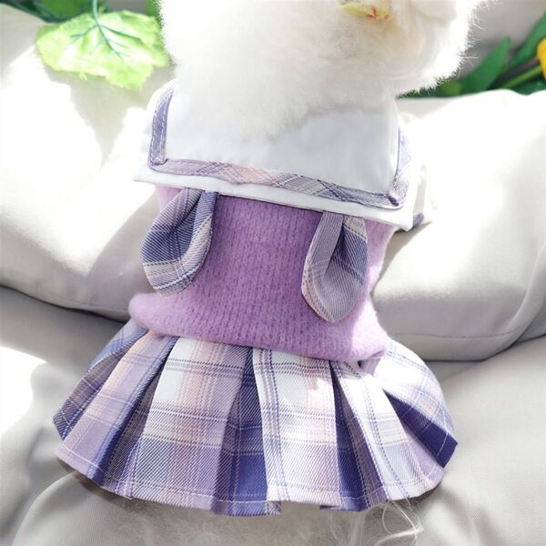 Sサイズ【新品】可愛いうさ耳セーラーワンピース 犬服 ドッグウェア 制服 ペット