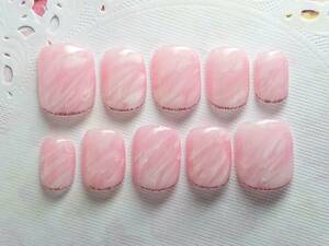  prompt decision * gel artificial nails * very short S clear pink marble 