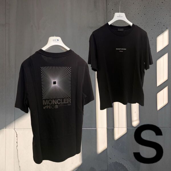 新品●MONCLER● Tシャツ ブラック カットソー 半袖 黒 s クルーネック Matt black