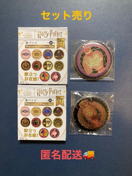 ハリーポッター 金バッジ ホグズミード ダイアゴン横丁 ハリポタ ラブポーション ふくろうポスト