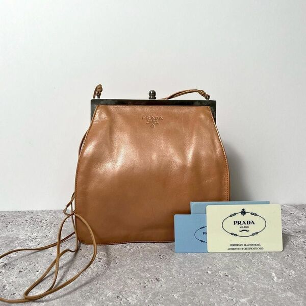 PRADA SS1995 leather shoulder bag プラダ がま口 ショルダーバッグ パーティバッグ レザー