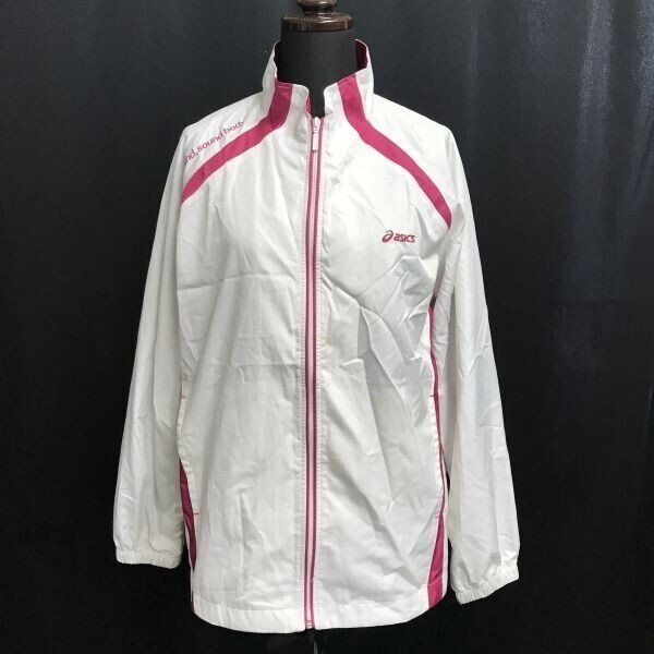 アシックス/asics★シャカジャージジャケット【レディースM/白×ピンク/white×pink】スポーツウェア/ジップアップ/jacket◆BH762