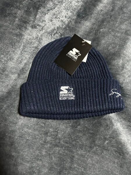 starter black label スターター ビーニー ニット帽 ネイビー 濃紺