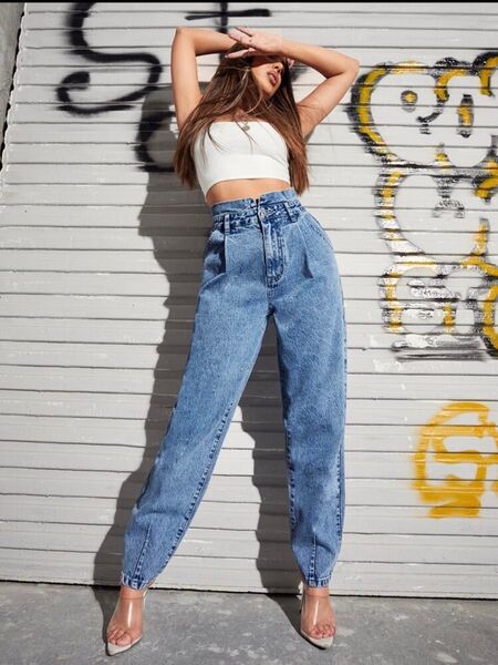 shein デニム ジーンズ レディース M 夏服 春服 ハイウエスト
