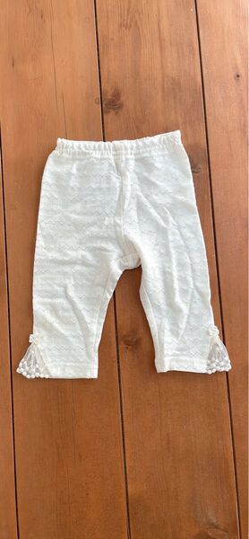 ☆美品!kids zoo 70 ホワイト系 薄手 レギンス☆