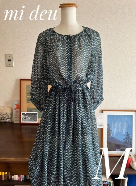 【新品】 mi deu ミ・デゥー シアーワンピース 羽織り サンプル品 M マルチカラー 百貨店ブランド
