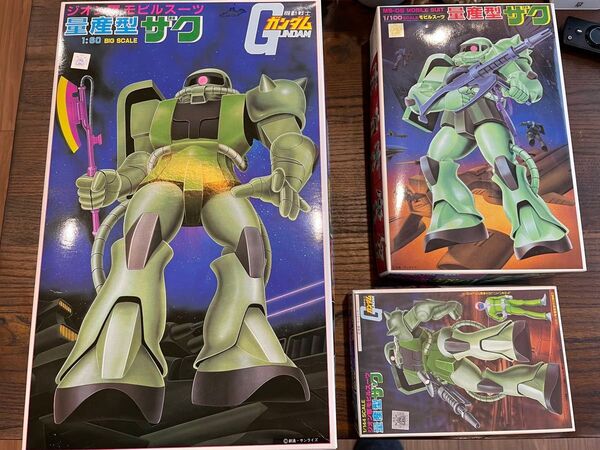 BANDAI 量産型ザク プラモデル 3個セット 1/60 1/100 1/144 未組み立て、パーツ袋未開封品