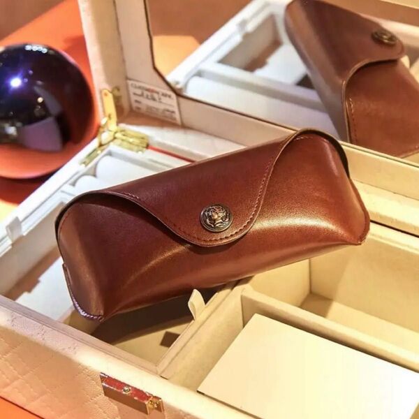 レザーサングラスケース レザーメガネケース メガネケース(Brown)