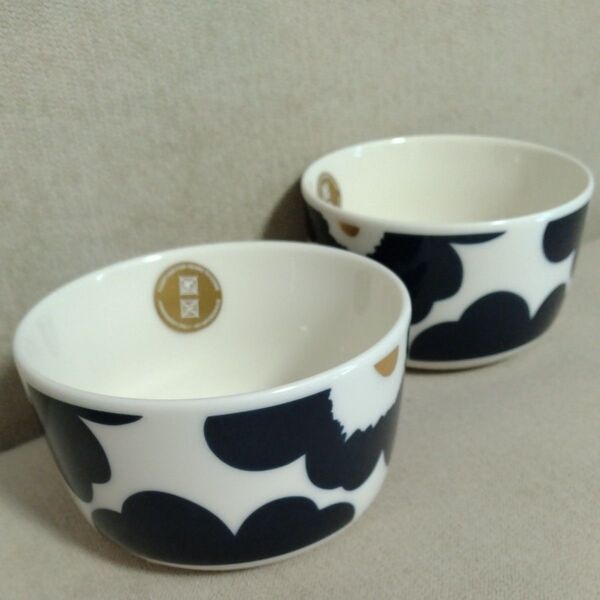 マリメッコ ウニッコ ネイビーブルー×メタリックゴールド 250ml ボウル 2個セット marimekko 日本限定