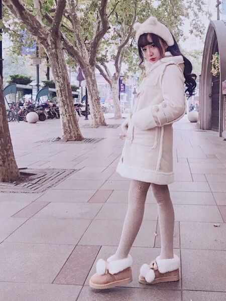 【bobon21】フェイクムートンダッフルコート