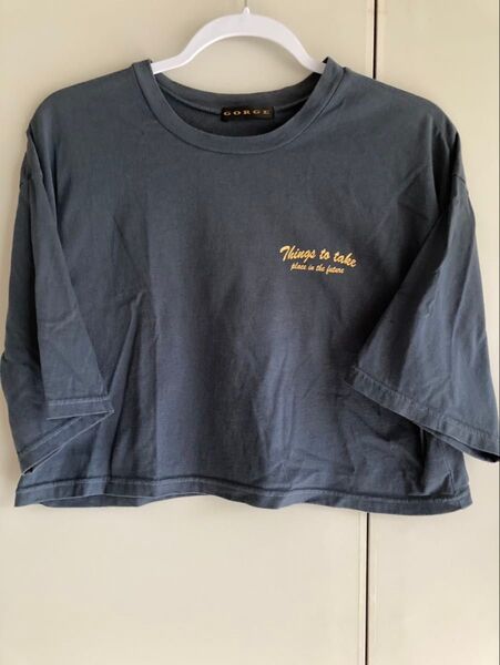 レディース カットソー シャツ Tシャツ ショート 短い フリーサイズ GORGE 紺色