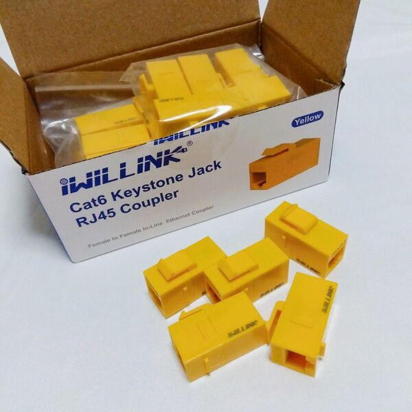 Iwillink RJ45 Cat6 キーストーンカプラー LAN ケーブル用 コネクタ メスからメス イエロー 25個セット