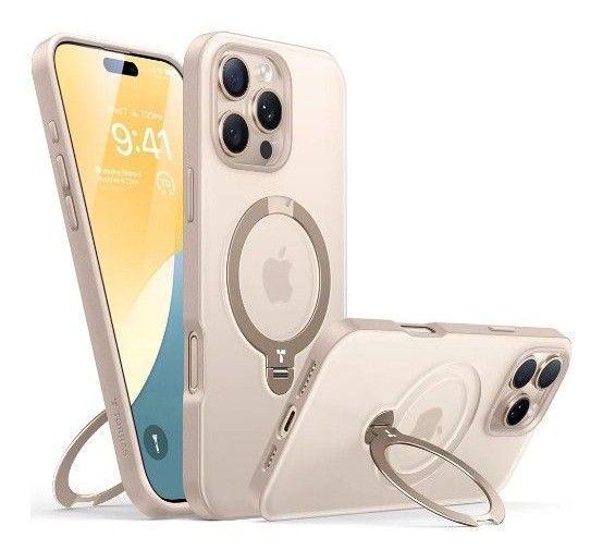 TORRAS iPhone 16 Pro用 ケース360° 回転スタンド Ostand Spin ローズゴールド
