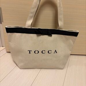 TOCCA トートバッグ 黒リボン ベージュ