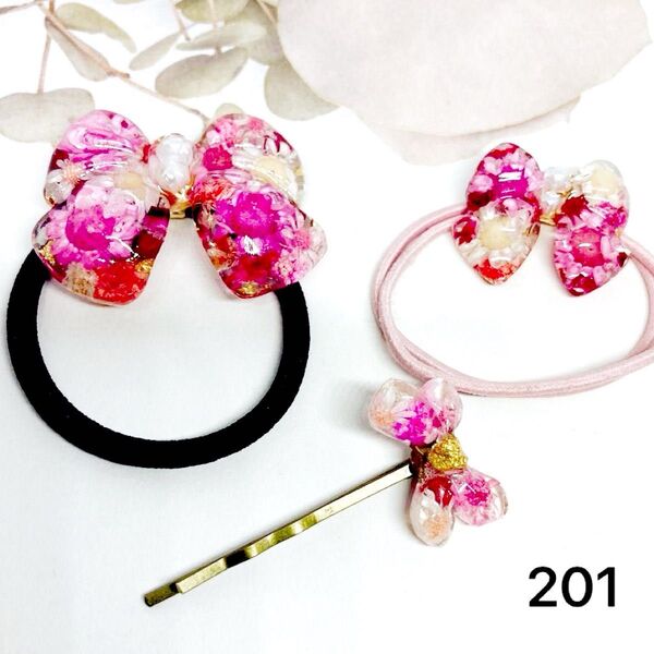 ハンドメイド レジン ヘアゴム ヘアピンセット