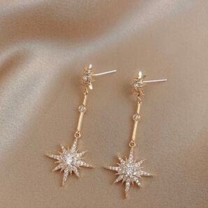 星型クリスタル吊り下げピアスシルバーメッキ