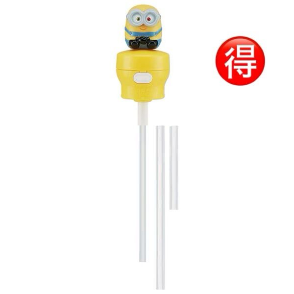 マスコット付きストローホッパーキャップ●ミニオンズ●//ペットボトルストロー ワンプッシュオープン ストロー飲み