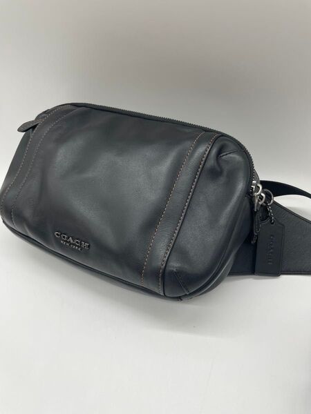 【美品】 COACH コーチ レザー ウエストポーチ ウエストバッグ ブラック
