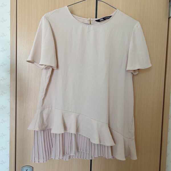 【ZARA】トップス★半袖★フリル★ピンク★薄ピンク★クリームピンク★大人っぽい