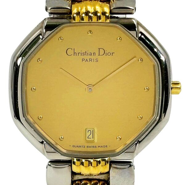 Christian Dior クリスチャンディオール メンズ腕時計 オクタゴン 45.204 QZ デイト ゴールド/シルバー
