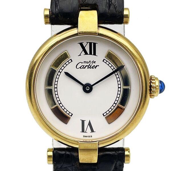Cartier カルティエ レディース腕時計 マストヴァンドーム ヴェルメイユ トリニティ QZ 925 GP レザーベルト