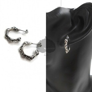 YGG* new goods 2 piece set! Cross hoop earrings silver silver . slope wide . put on . kun unisex possibility men's lady's 10 character . accessory 