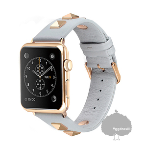 YGG★Apple Watch アップルウォッチ スタッズ レザーバンド ベルト 水色 ライトブルー 38 40 41 対応 9 8 7 6 5 4 3 SE 交換 互換