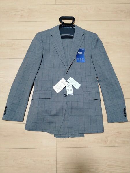【セール 新品未使用】ツーパンツ スーツ スタイリッシュ グレー系 チェック柄 YA7 ストレッチ パーソンズ 洋服の青山