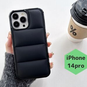 新品 iPhone14pro ダウンジャケット 黒 スマホケース シンプル 韓国