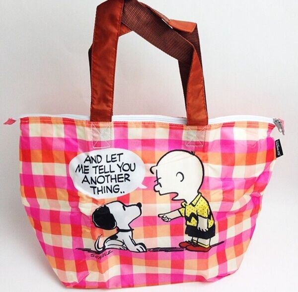 スヌーピー&チャーリー・ブラウン ビンテージ PEANUTS 大容量 ショッピングバッグ トートバッグ エコバッグ チェック