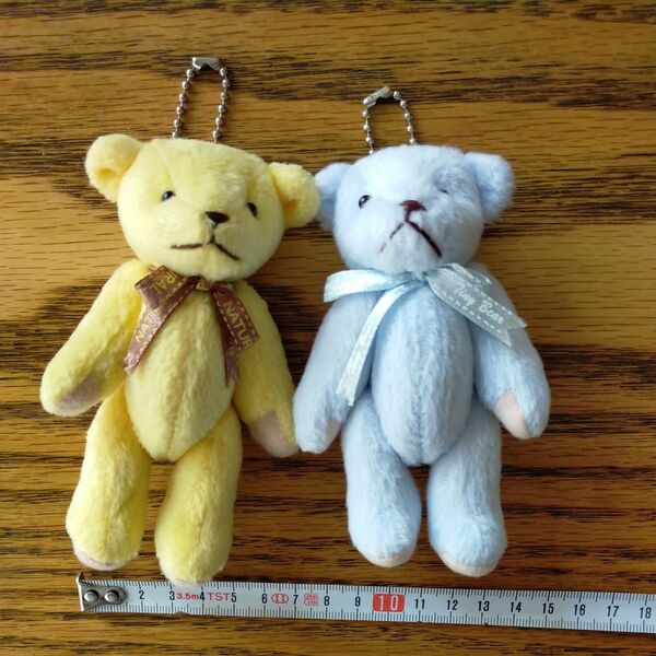 Tiny Studio Tiny Bear テディベア ボールチェーンマスコットキーホルダー 手足可動 イエロー&ブルー くま