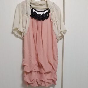 THEORIA セオリア パーティー 結婚式 お呼ばれ ドレス ボレロ セット 可愛い ワンピース 花 ビーズ ピンク しまむら
