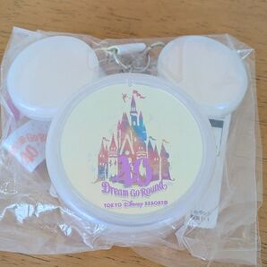 【未開封】東京ディズニーリゾート TDR 40周年 Dream-Go-Round ミッキーシェイプ スナックケース 白 チャーム付