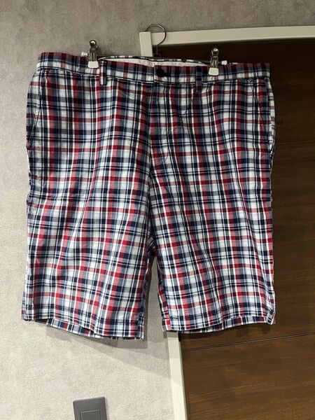 UNIQLO ベルトツキハーフパンツ(※ベルトなし)マドラスチェック柄 XL ユニクロ