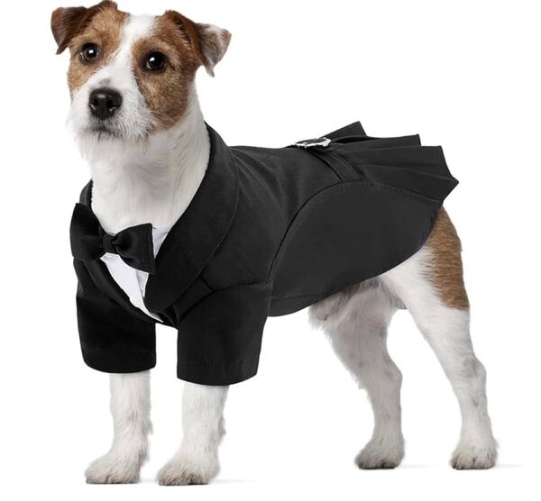 QUEENMORE 犬 タキシード コスプレ 誕生日 コスチューム ブラックXS 犬服 ドッグウェア ペット パーティー イベント