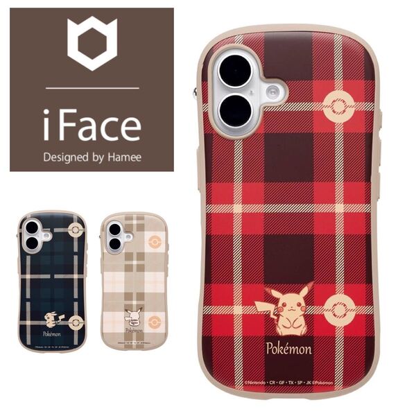 新品 iFace ポケモン iPhone16 チェックレッド かわいい スマホケース iFace First Class