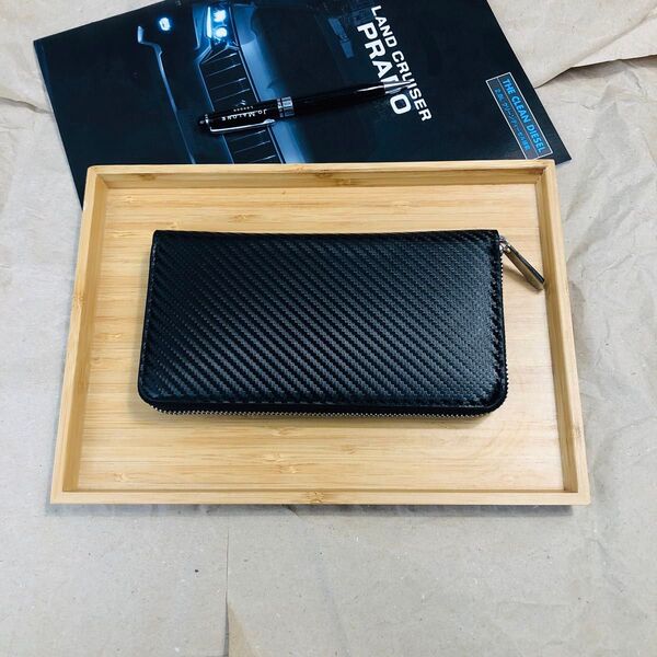 田中革具 カーボンレザー 長財布 財布 ラウンドファスナー ロングウォレット ハンドメイド 牛革 革財布 本革 レザー 革