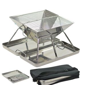 ★BBQコンロ★焚き火台★折り畳みコンロ★バーベキューコンロ★ケース&収納バッグ付★ポータブルコンロ★焚火台★バーベキューグリル★