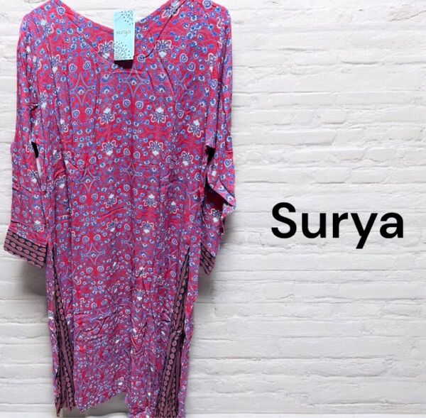 Surya チュニックワンピース レッド エスニック 未使用