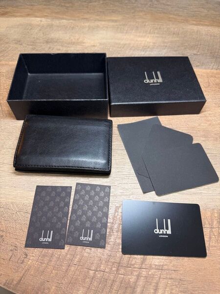 ダンヒル dunhill カードケース 名刺入れ ブラック レザー 本革 黒 ギャランティーカード付き パスケース カードケース