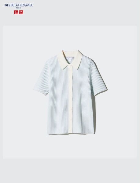 ユニクロ INES DE LA FRESSANGE リブボーダーポロカーディガン
